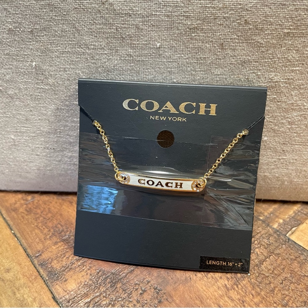 Coach | Bar Logo Necklace | Rose Gold 16”-18” NWT - Picture 1 of 5